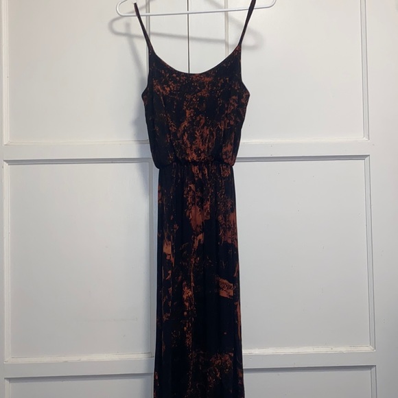 Olivia Rae Dresses & Skirts - Olivia Rae XS Black Bleach Dye Maxi Sleeveless Over Shoulder Dress